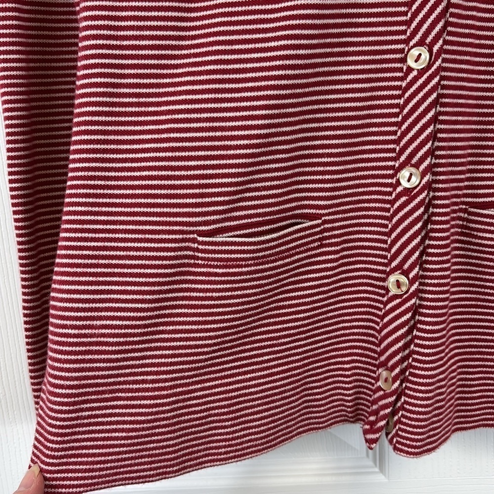 Lacoste red and white striped cardigan sz 36 - Picture 6 of 8